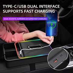 Car Center Console Armrest Storage Box With LED Ambient Light Cup