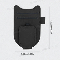 Luxury Magnetic Sunglasses Holder for Car – Leatherette Sun Visor Clip Organizer