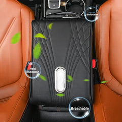 Car Armrest Box Cover – Memory Foam Center Console Extension Cushion with Tissue Holder