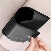 Premium Cowhide Sun Visor Glasses Holder – Wear-Resistant Leather Sunglasses Storage Case for Car