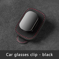Compact Alloy Car Visor Glasses Holder – Premium Suede Sunglasses Mount