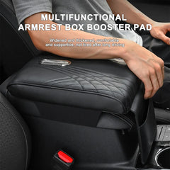 Car Armrest Box Cover – Memory Foam Center Console Extension Cushion with Tissue Holder