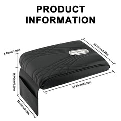 Car Armrest Box Cover – Memory Foam Center Console Extension Cushion with Tissue Holder