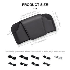 Premium Cowhide Sun Visor Glasses Holder – Wear-Resistant Leather Sunglasses Storage Case for Car