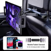 Telescopic Car Headrest Tablet Holder – 360° Rotating Mount for 4–12.9in Devices
