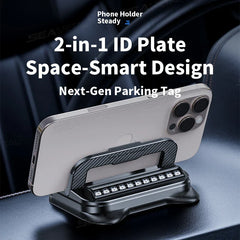 Dashboard Car Phone Holder – 360° Rotation Head-Up Mount with Anti-Slip Base & Number Plate