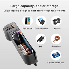 Car Seat Crevice Storage Organizer – Built-In 220V Inverter & 4 USB QC3.0 Fast Charging Ports