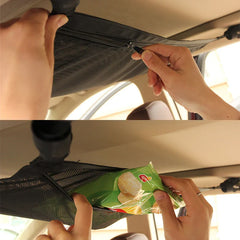 Car Ceiling Storage Net Pocket 80x55cm – Hanging Polyester Mesh Roof Organizer with Zipper