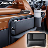 Universele autostoelnaadvuller – Slijtvaste PU-leren organizer met bekerhouder