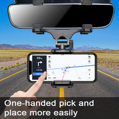 Car Rearview Mirror Phone Holder – Stable Anti-Shake 360° Rotation Navigation Mount