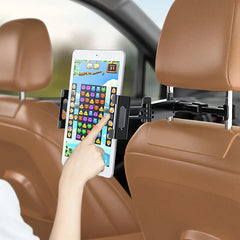 Telescopic Car Headrest Phone & Tablet Holder – Rotating Rear Seat Stand for 5–13 Inch Devices