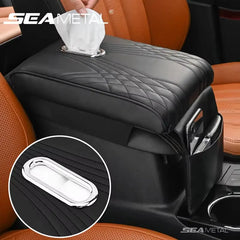 Thick 3D Memory Foam Car Armrest Cushion – Center Console Cover with Tissue Holder