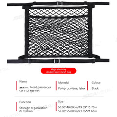2-Layer Car Mesh Organizer – Universal Seat Storage Net Large-Capacity Cargo Holder