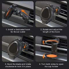 360-Degree Rotation Car Vent Phone Mount – 2-in-1 Magnetic Holder with Cup Stand
