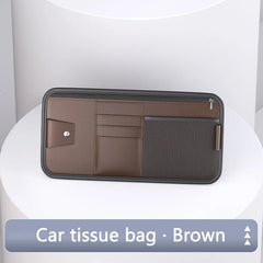 9-in-1 Car Sun Visor Organizer – PU Leather Zipper Storage Bag with Glasses & Card Holder