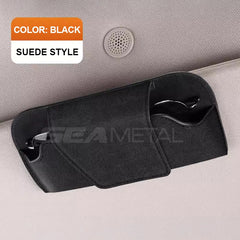 Premium Cowhide Sun Visor Glasses Holder – Wear-Resistant Leather Sunglasses Storage Case for Car