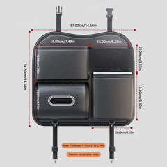 6-in-1 Car Seat Back Organizer – Premium PU Leather Storage Bag with Tissue Holder