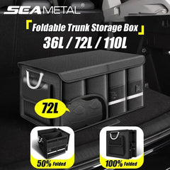 Caja de almacenamiento plegable para maletero de coche de 110 L – Organizador de gran capacidad de tela Oxford impermeable para camping y pesca