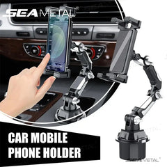 360-Degree Rotating Car Phone & Tablet Holder – Adjustable 6.5–9.5CM Cup Holder Mount