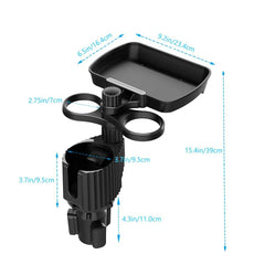 4-in-1 Car Cup Holder Extension – 360° Rotating Snack Tray & Drink Holder (3kg Load)