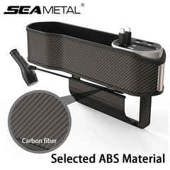 Car Seat Gap Organizer – 40W Wireless Charging Storage Box with 3-in-1 Cable (USB-C/Lightning)