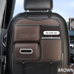 6-in-1 Car Seat Back Organizer – Premium PU Leather Storage Bag with Tissue Holder