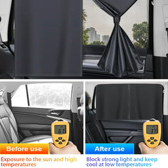 Magnetic Car Window Sun Shades (2Pcs) – Double Layer Privacy UV Protection Curtain