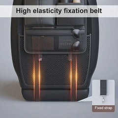 Car Seat Back Organizer – Nappa Leather Rear Row Storage Bag with Anti-Kick Pad