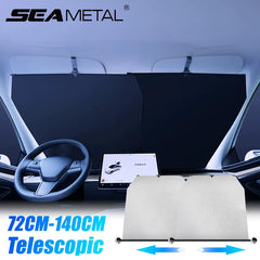 Telescopic Car Sun Shade – Hidden Windshield UV-Blocking Privacy Curtain (72–140cm Adjustable)