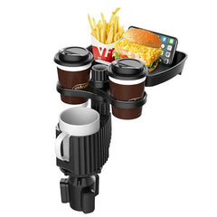 4-in-1 Car Cup Holder Extension – 360° Rotating Snack Tray & Drink Holder (3kg Load)