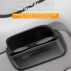 Car Glasses Case – Wear-Resistant PU Leather Sunglasses Holder with Hook & Loop Fastener