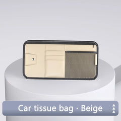 9-in-1 Car Sun Visor Organizer – PU Leather Zipper Storage Bag with Glasses & Card Holder