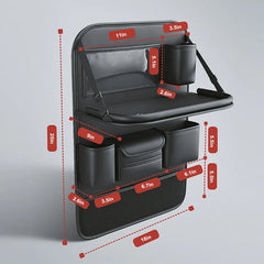 PU Leather Car Backseat Organizer – 9-in-1 Storage with Mesh Pocket & Tissue Holder