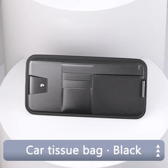 9-in-1 Car Sun Visor Organizer – PU Leather Zipper Storage Bag with Glasses & Card Holder