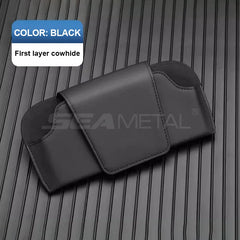 Premium Cowhide Sun Visor Glasses Holder – Wear-Resistant Leather Sunglasses Storage Case for Car