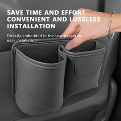 Universal Car Seat Back Organizer – 2-in-1 Leatherette Door Storage Bag with Cup Holder