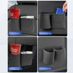 Universal Car Seat Back Organizer – 2-in-1 Leatherette Door Storage Bag with Cup Holder