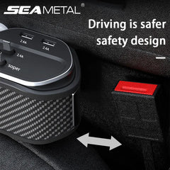 Car Seat Gap Organizer – 40W Wireless Charging Storage Box with 3-in-1 Cable (USB-C/Lightning)