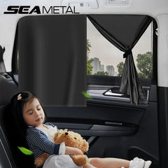 Magnetic Car Window Sun Shades (2Pcs) – Double Layer Privacy UV Protection Curtain