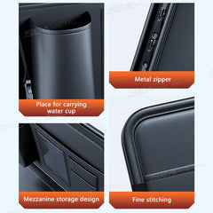 Portable Car Steering Wheel Laptop Tray – Foldable Multi-Pocket Storage Organizer