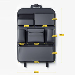 7-Pocket Car Seat Back Organizer – PU Leather All-in-One Hanging Storage with Cup & Tissue Holder