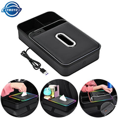 Car Center Console Armrest Storage Box With LED Ambient Light Cup