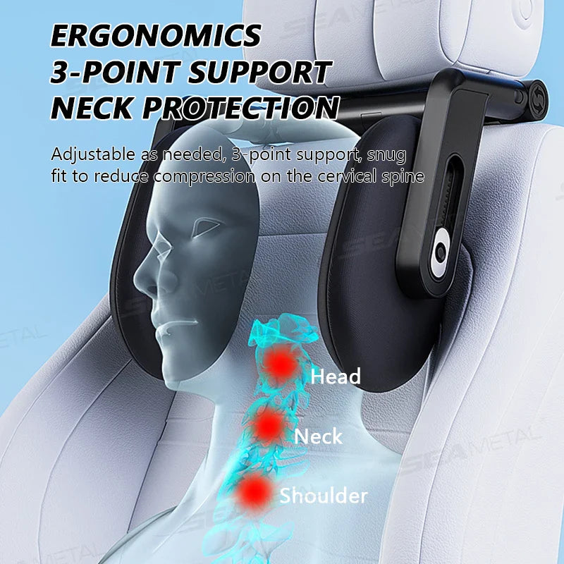 3D Memory Foam Car Neck Support Pillow – Adjustable Headrest Cushion for Comfortable Travel