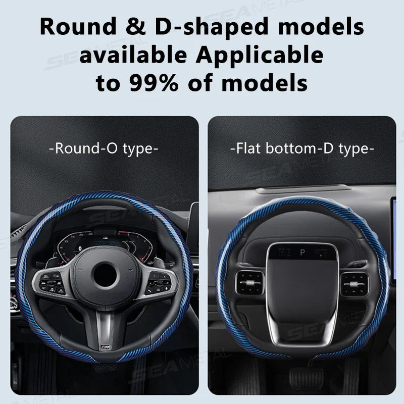 Carbon Fiber Steering Wheel Cover – Non-Slip Anti-Scratch Protection for 37–39cm Wheels