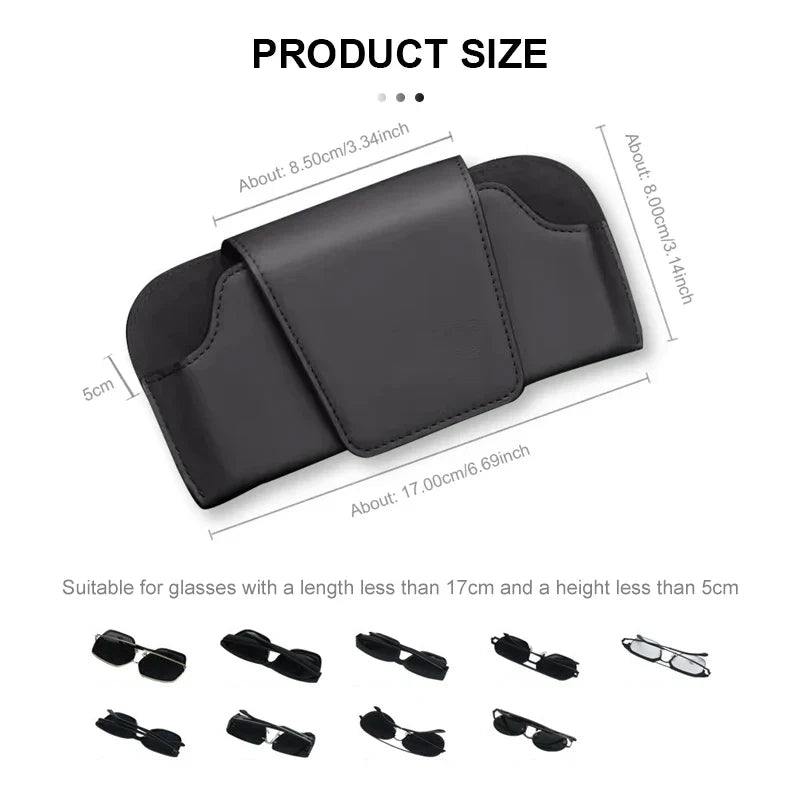 Magnetic Car Sunglasses Holder – Suede Anti-Scratch Eyeglasses Storage Case
