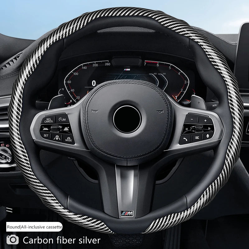 Carbon Fiber Steering Wheel Cover – Non-Slip Anti-Scratch Protection for 37–39cm Wheels