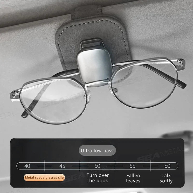 Compact Alloy Car Visor Glasses Holder – Premium Suede Sunglasses Mount