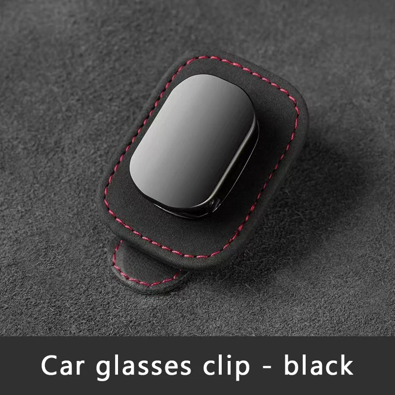 Metal Car Glasses Holder Clip – Wear-Resistant Suede Sunglasses Hanger with Soft Sponge Cushion