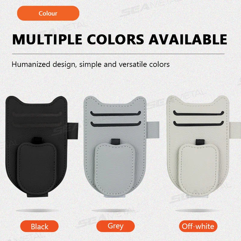 Luxury Car Visor Glasses Clip – Magnetic 3-in-1 Sunglasses Holder with Card Slot