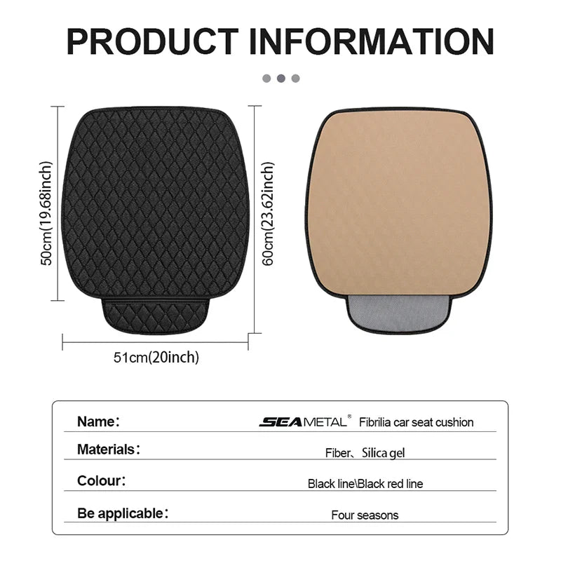 Universal Linen Car Seat Cushion – Flax Breathable Anti-Slip Front Seat Protector